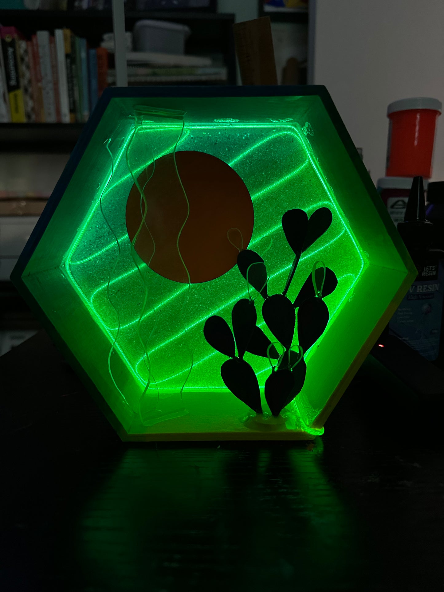 “Oceans of Prickly Pear” Illuminated Shadowbox