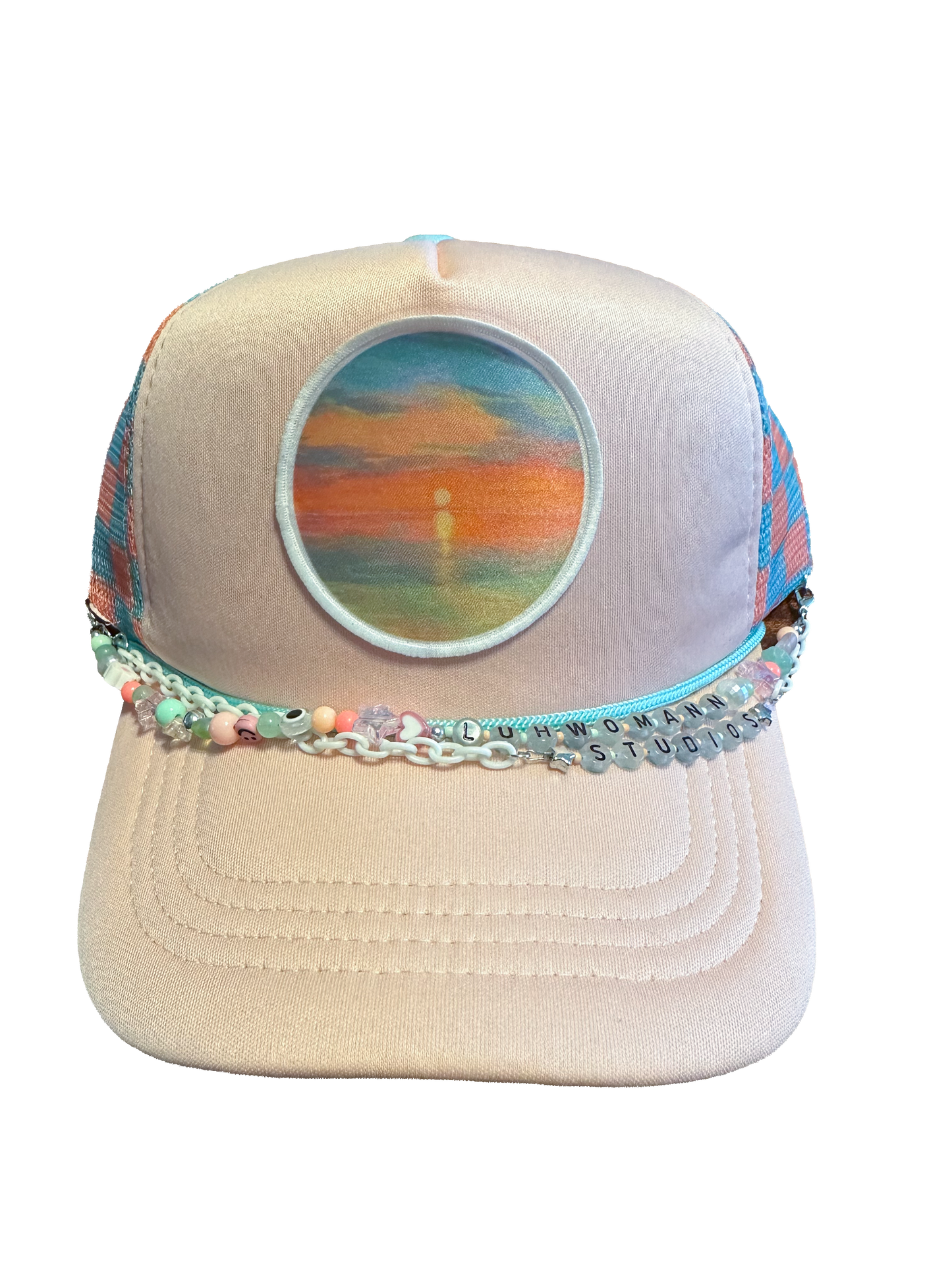 Light Pink Check Trucker