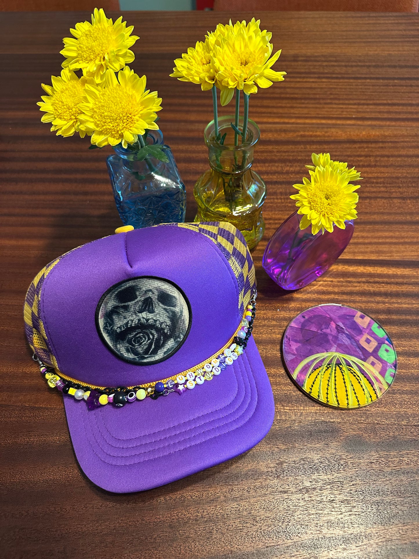 Purple Check Trucker