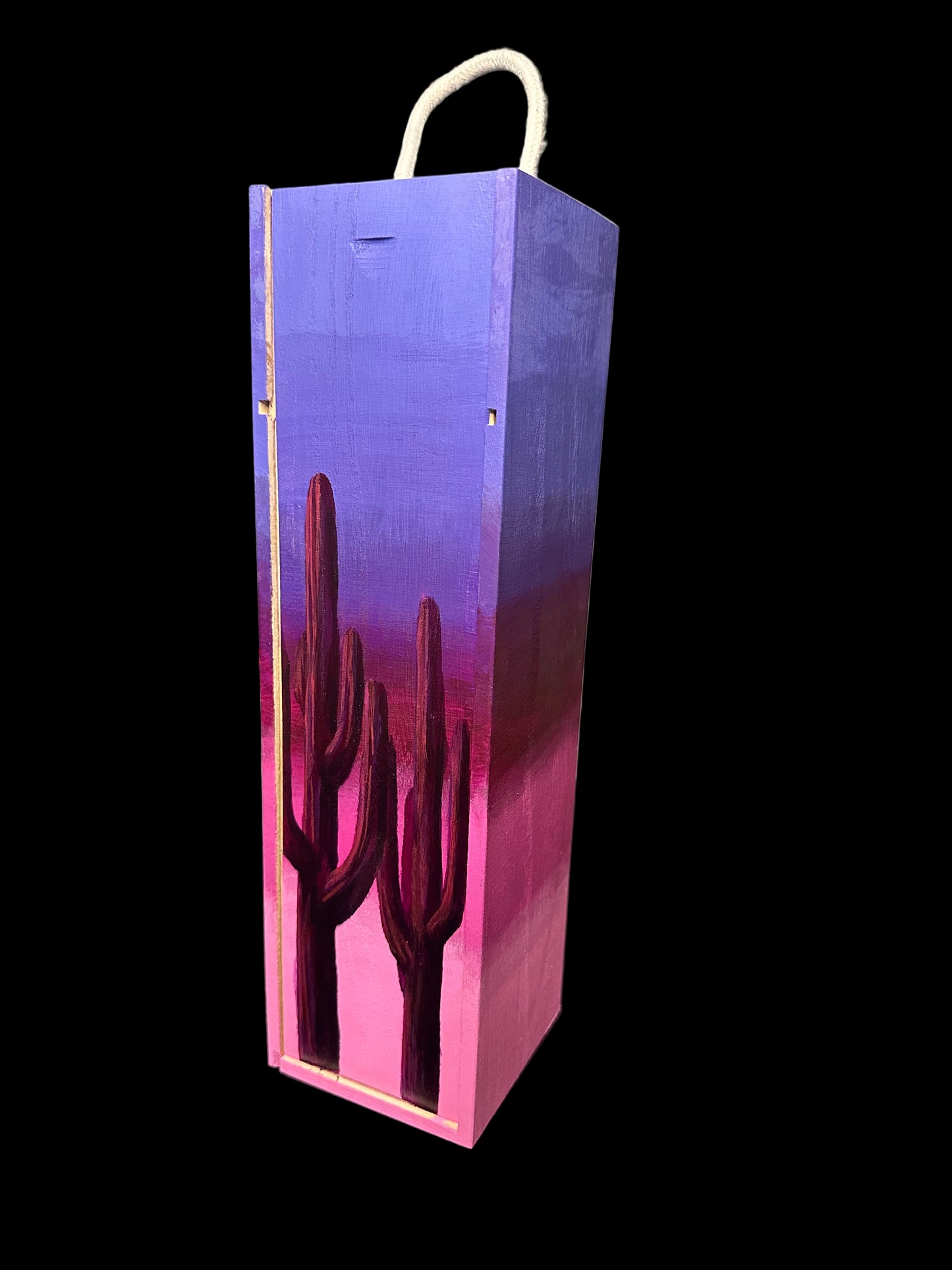 Hand Painted Saguaro Wine Box
