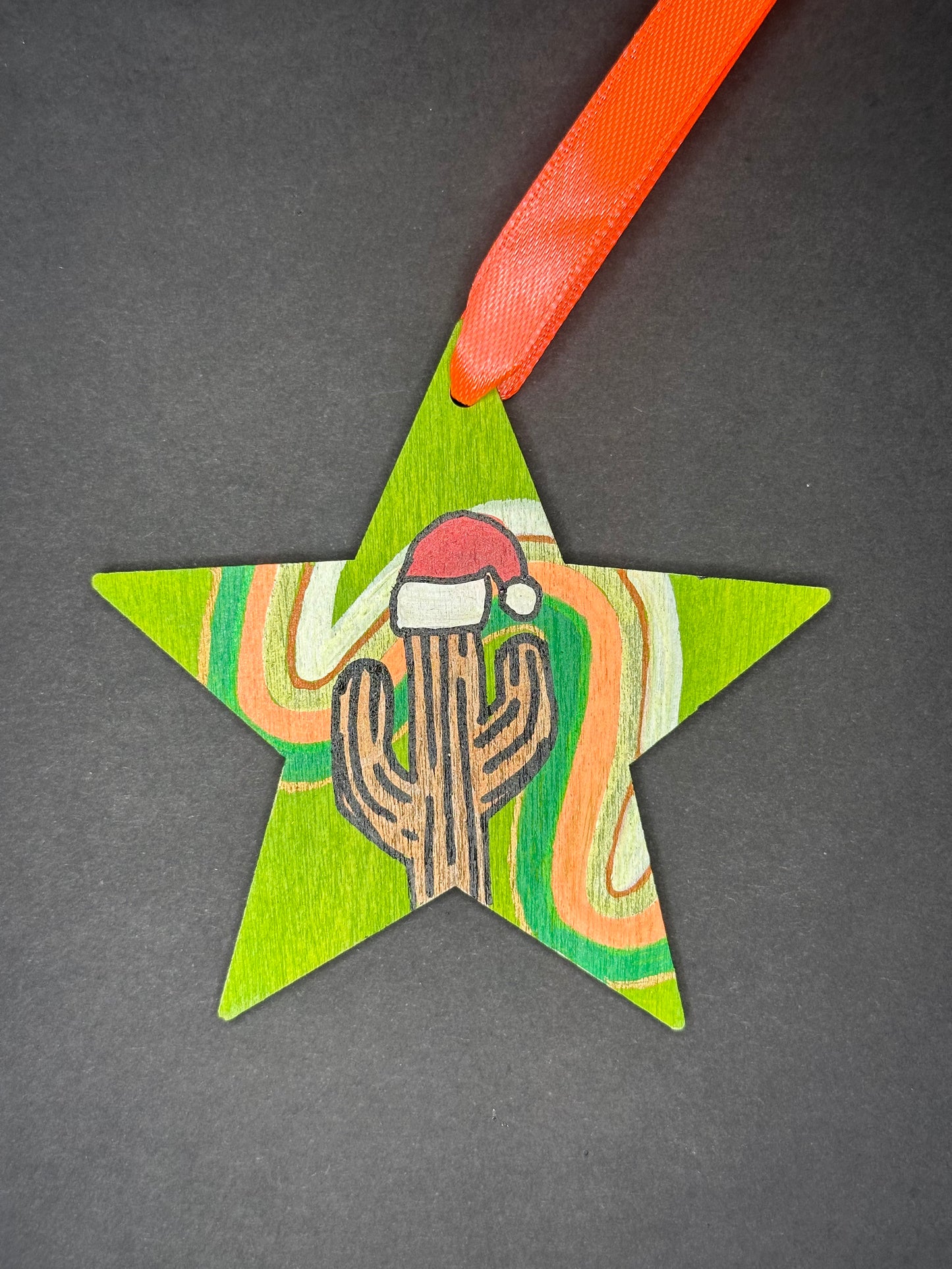 Green Wavy Saguaro Star Ornament