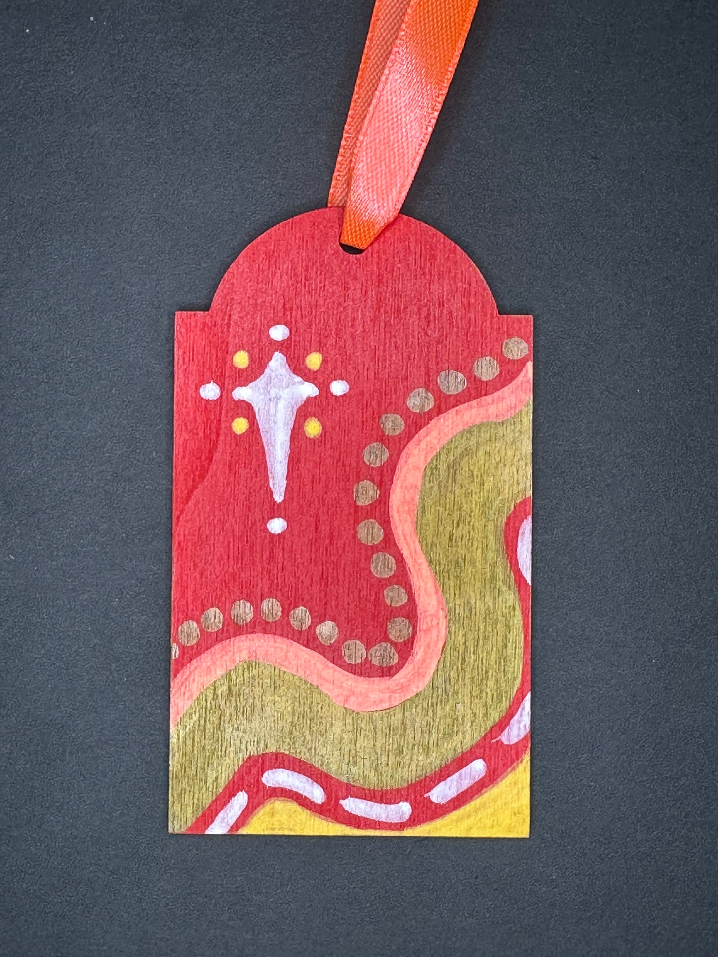 Red Wavy Gift Tag Ornament