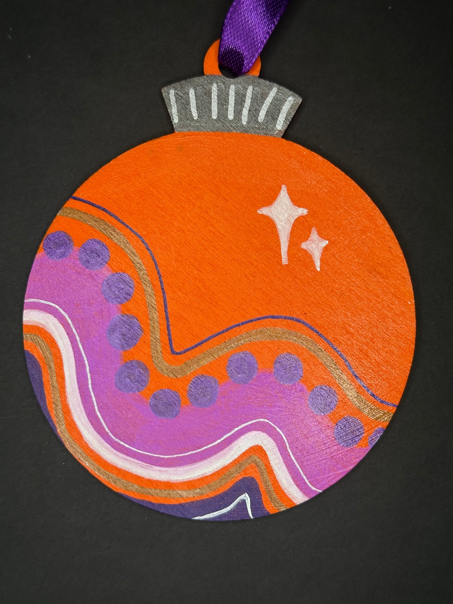 Wavy Orange and Purple Ornament
