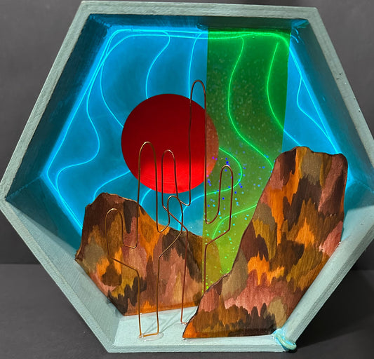 “Washed Desert” Illuminated Shadowbox
