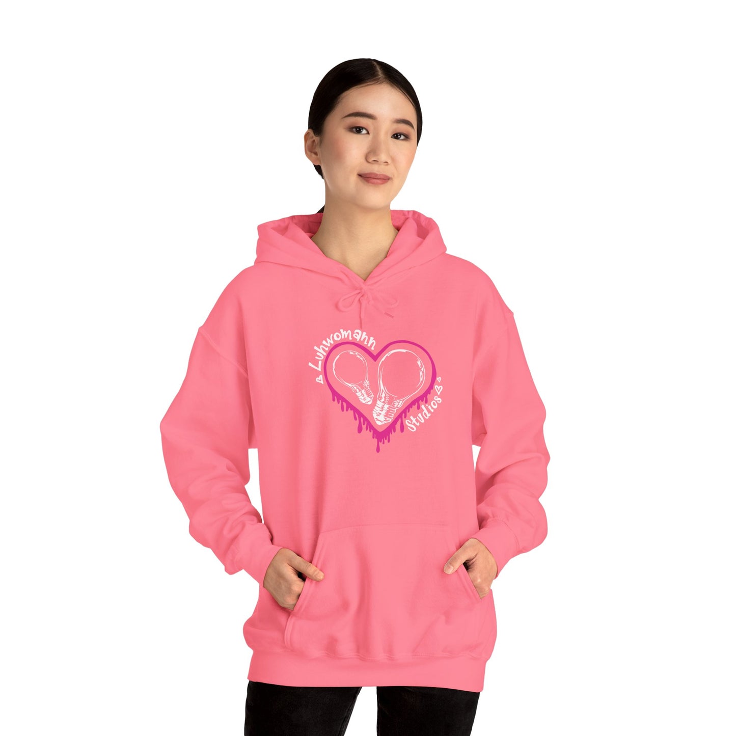 Pink and White Drip Hoodie