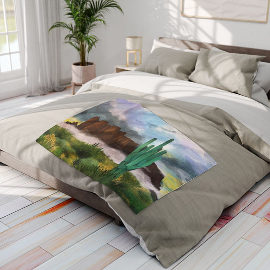 “Sunrise Storm Over the Superstitions” Fleece Blanket