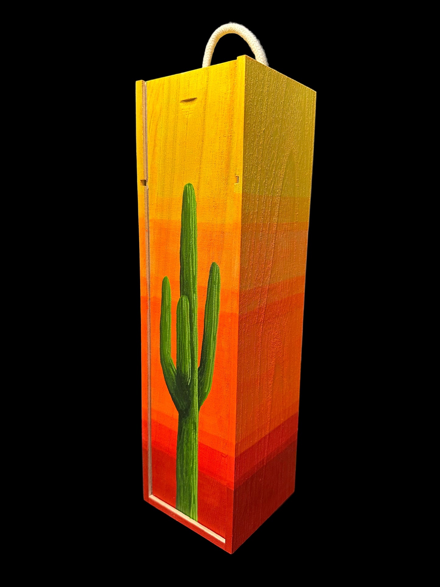 Hand Painted Saguaro Wine Box #3