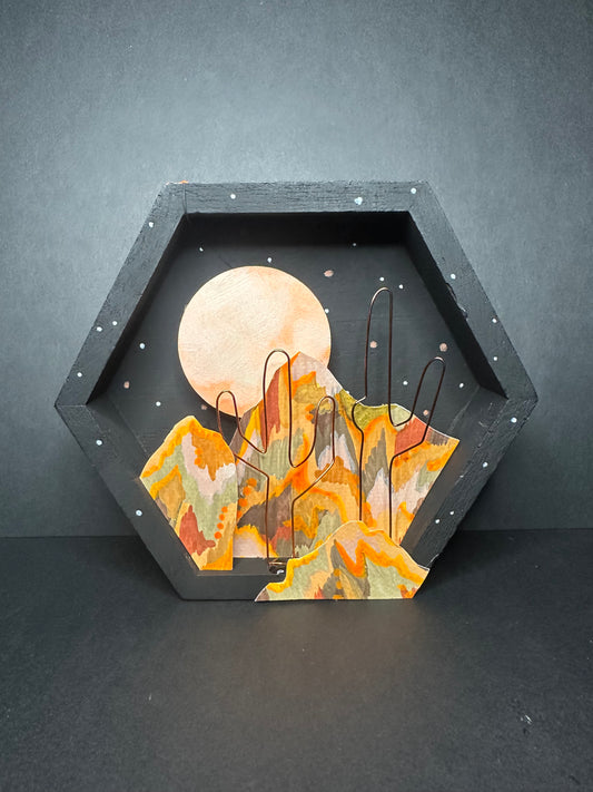 "Luna de Neón #3" Caja de sombras iluminada