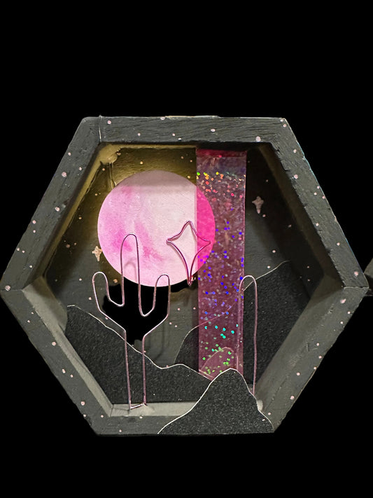 Caja de Sombras Iluminada "Luna Rosa #1"