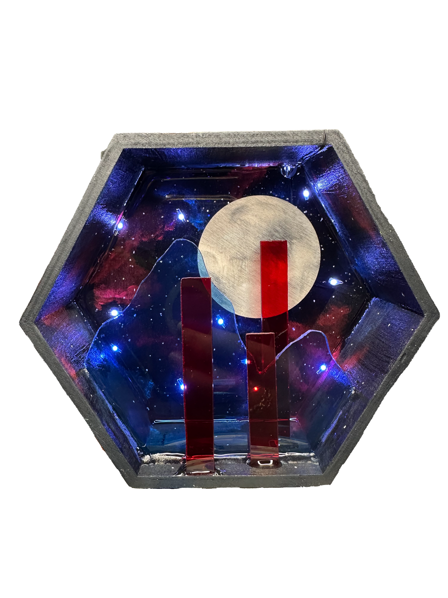 “Modern Moon” Illuminated Shadowbox