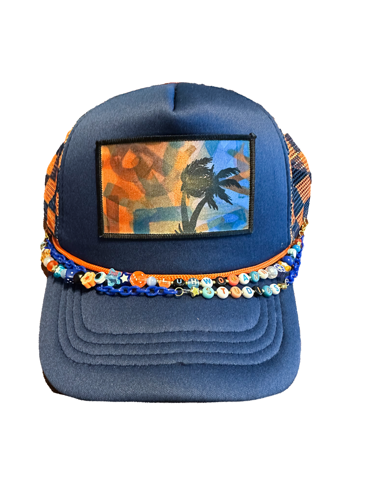 Navy Check Trucker