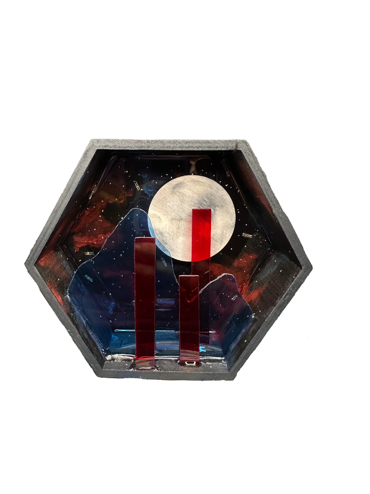 “Modern Moon” Illuminated Shadowbox