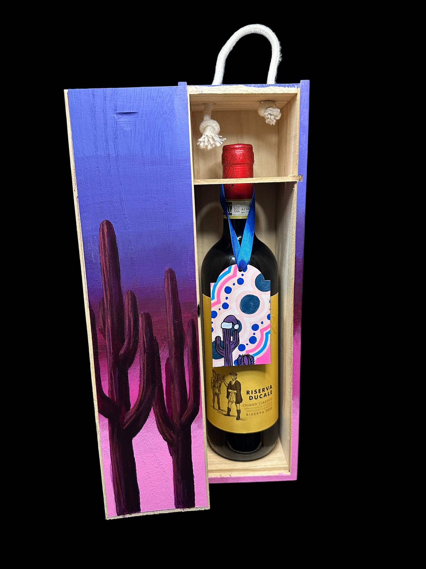 Hand Painted Saguaro Wine Box