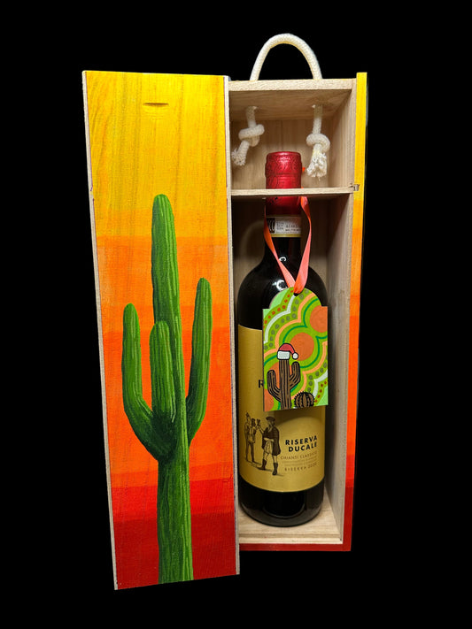 Hand Painted Saguaro Wine Box #3