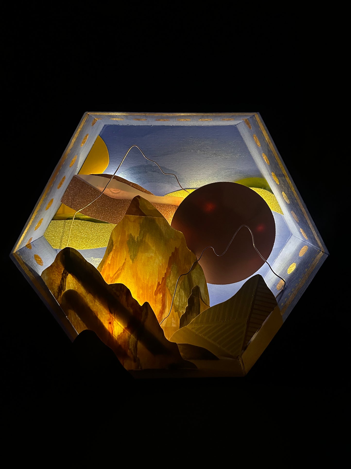 “Rose Gold Desert” Illuminated Shadowbox