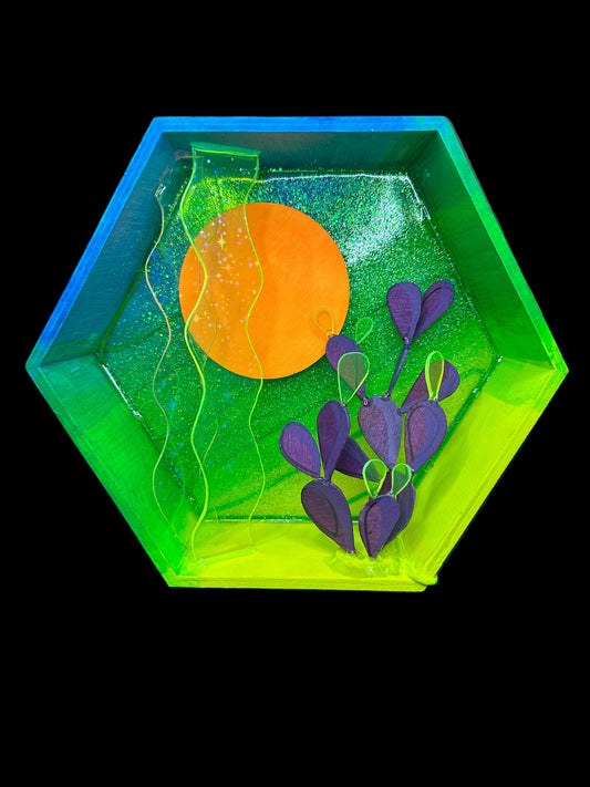 “Oceans of Prickly Pear” Illuminated Shadowbox