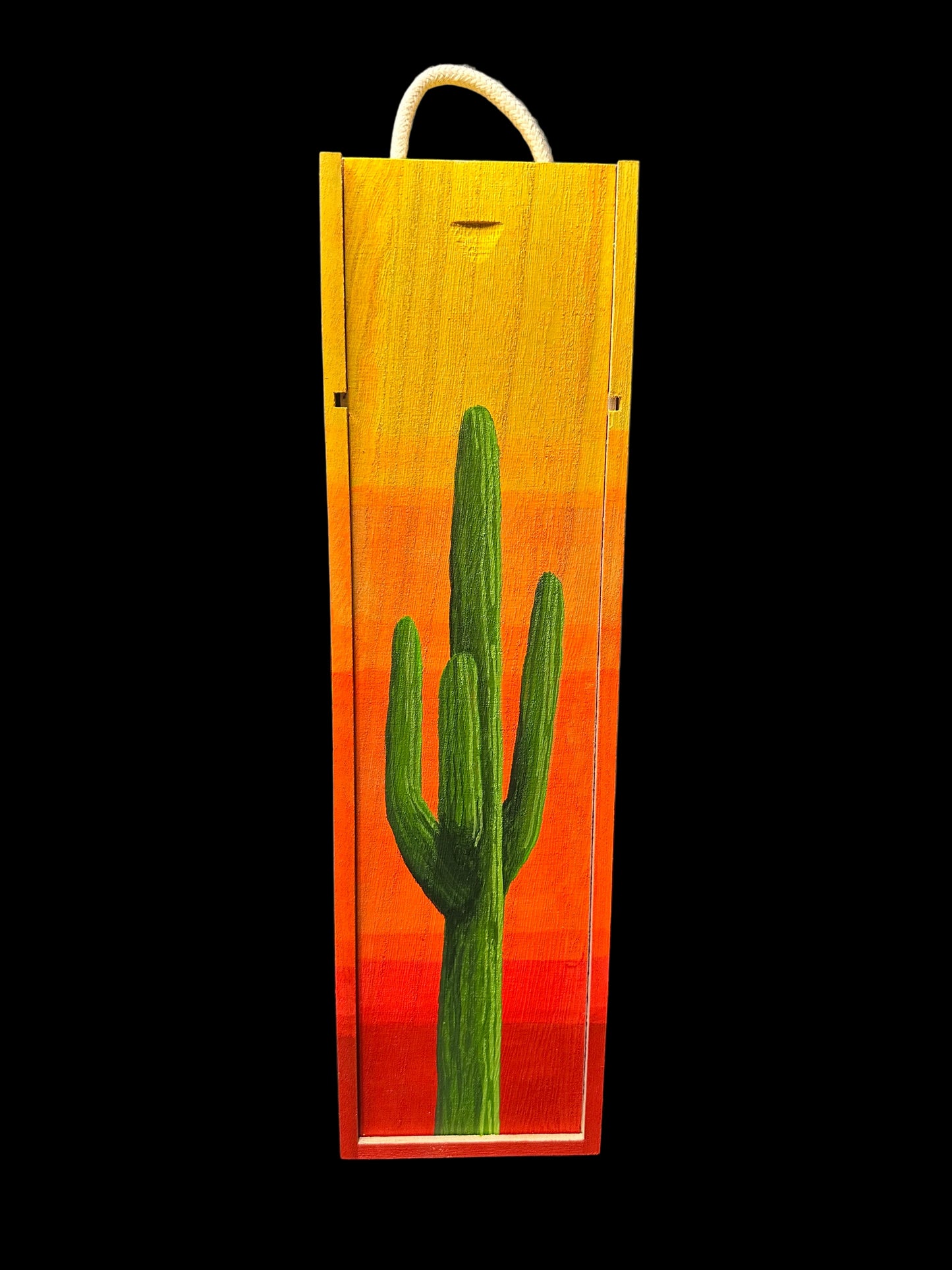 Hand Painted Saguaro Wine Box #3
