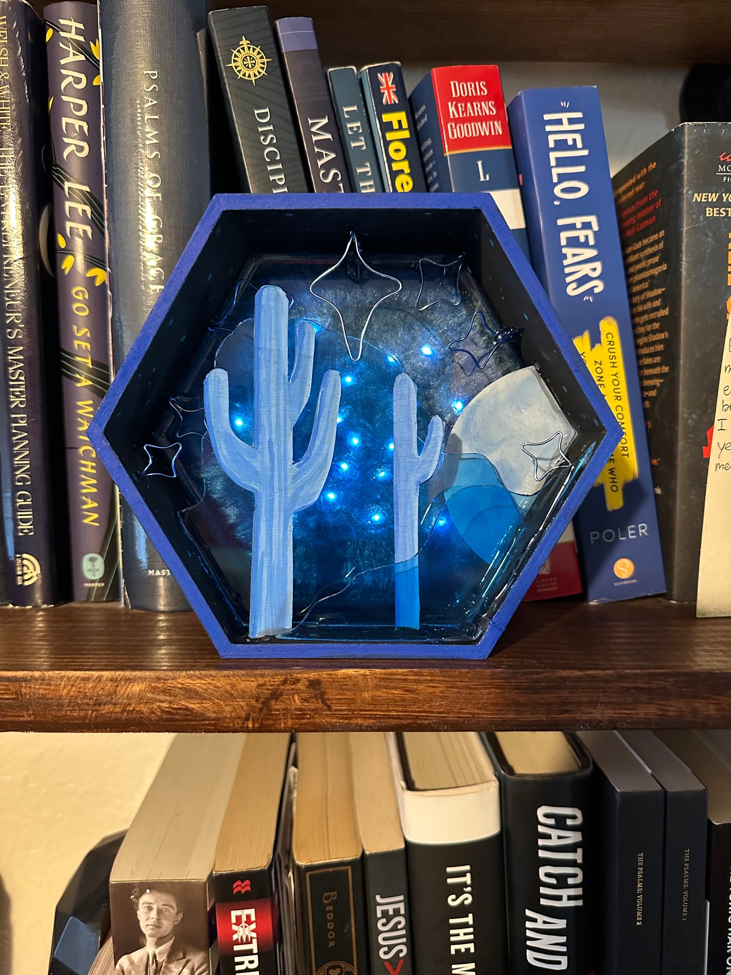 “Bajo la Luna Azul” Caja de sombras iluminada