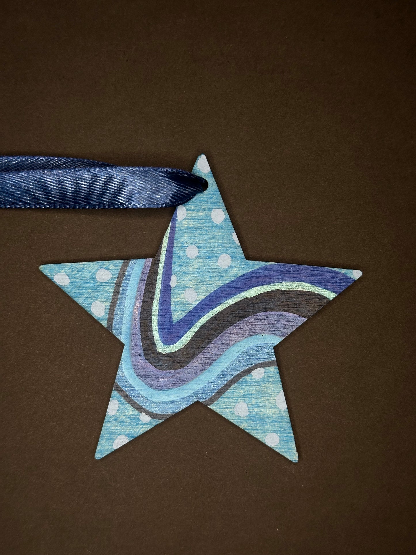 Blue Wave Pattern Star Ornament