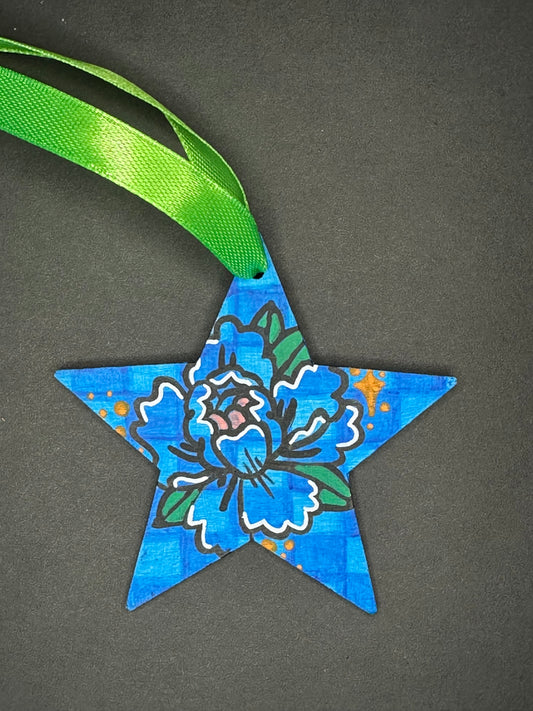 Peony Tattoo Star Ornament