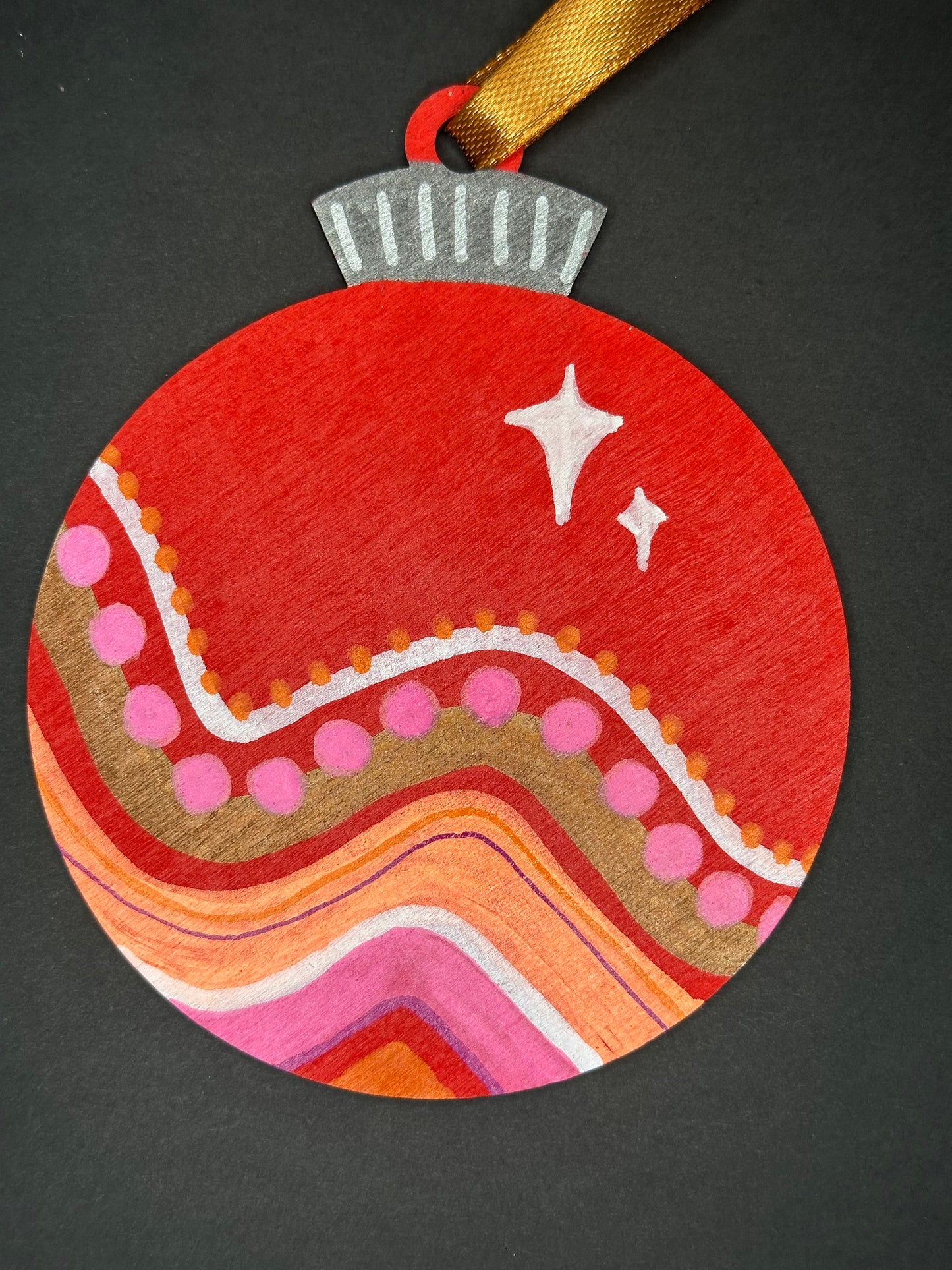 Wavy Red and Pink Ornament