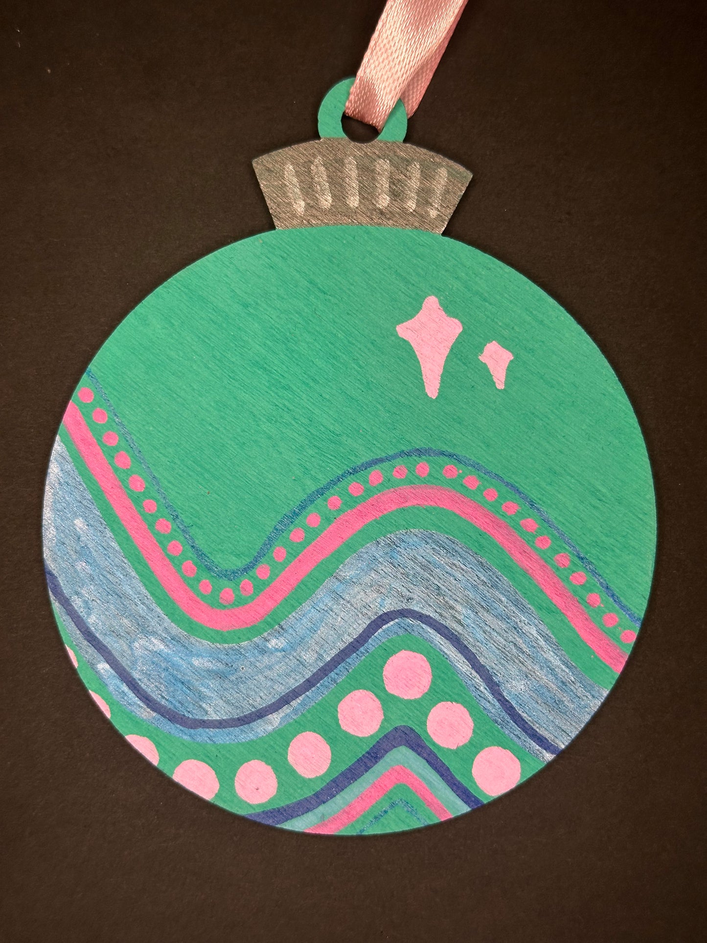 Wavy Turquoise and Blue Ornament