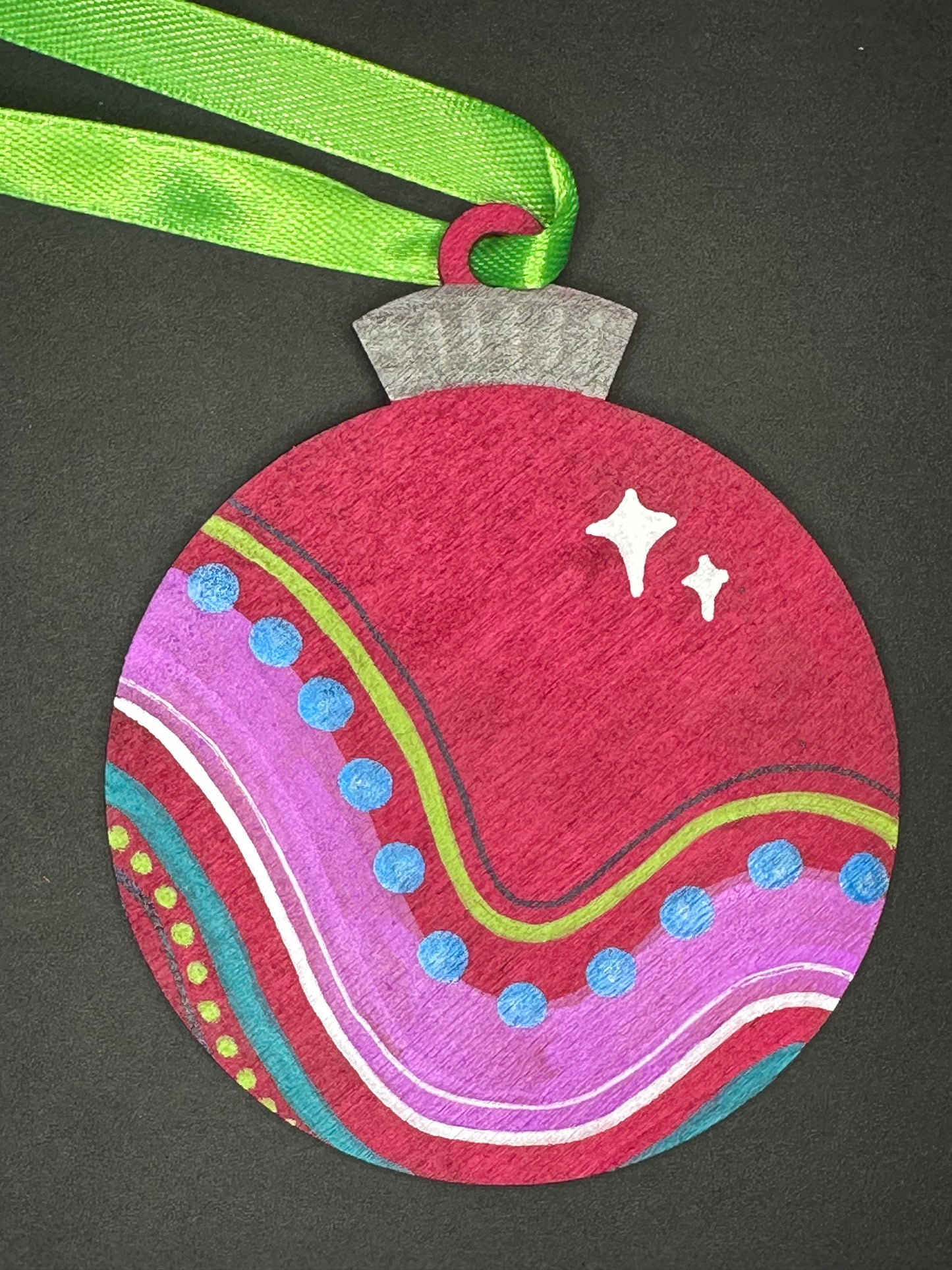 Wavy Wine and Purple Ornament