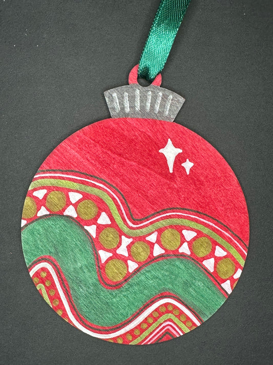 Wavy Red and Green Ornament