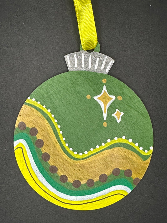 Wavy Green and Yellow Ornament