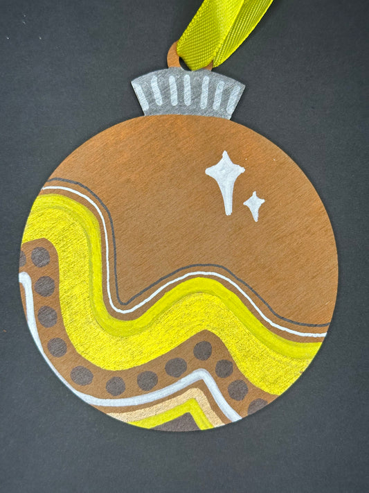 Wavy Brown and Yellow Ornament