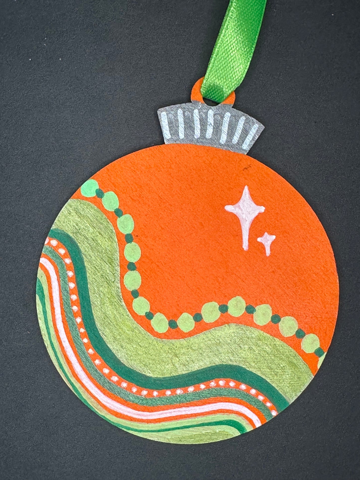 Wavy Orange and Green Ornament