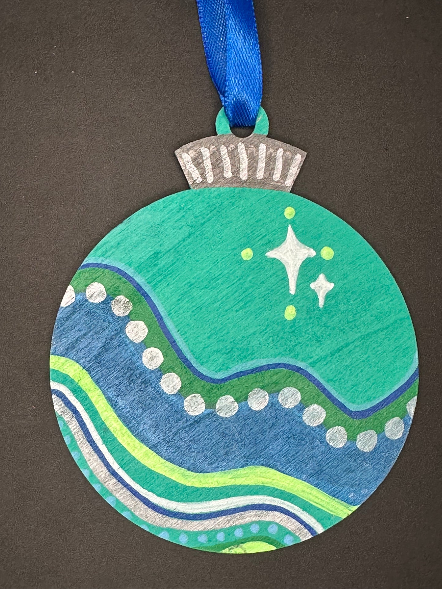 Wavy Turquoise and Green Ornament