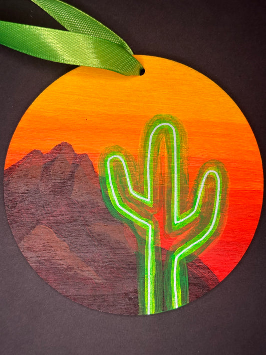 Neon Saguaro Ornament