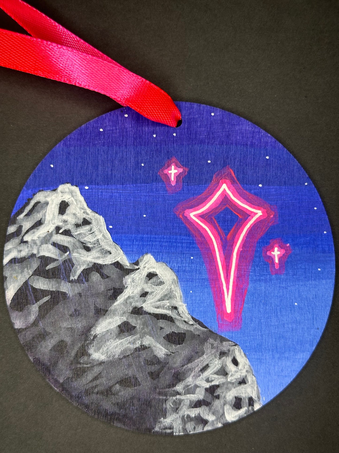 Neon Snowy Mountain Stars